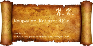 Neupauer Krisztián névjegykártya